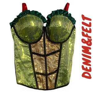 TMNT NINJA TURTLES Sexy Green Sequin Corset/Bustier Halloween/Cosplay | NEW/NWT!